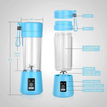 🔋 Portable 6-Blade USB Juicer Blender – Powerful Motor, Rechargeable & Power Bank Also
