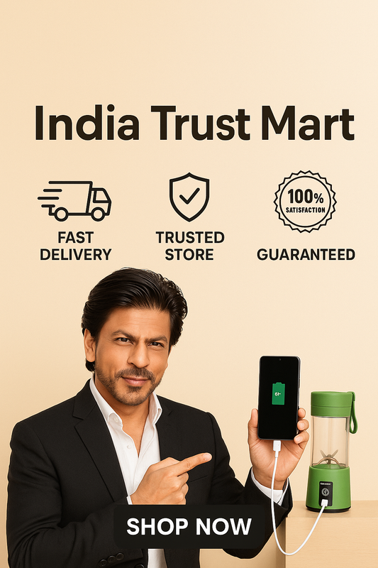 🔋 Portable 6-Blade USB Juicer Blender – Powerful Motor, Rechargeable & Power Bank Also